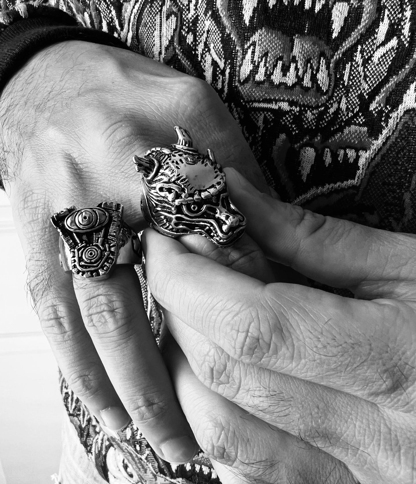 Stainless Steel Eastern Horned Dragon Head Ring