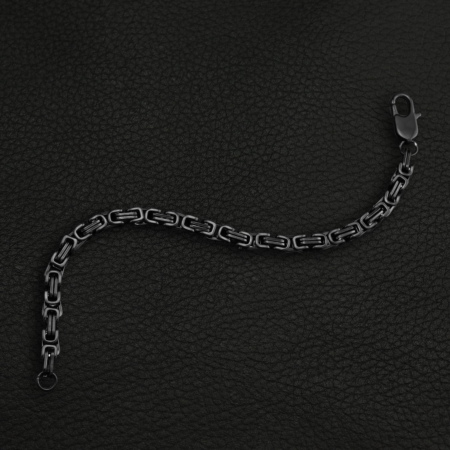Stainless Steel Black Byzantine Chain Bracelet