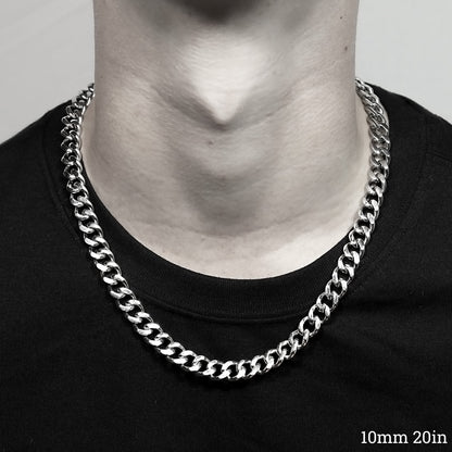 Stainless Steel Diamond Cut Curb Chain Necklace