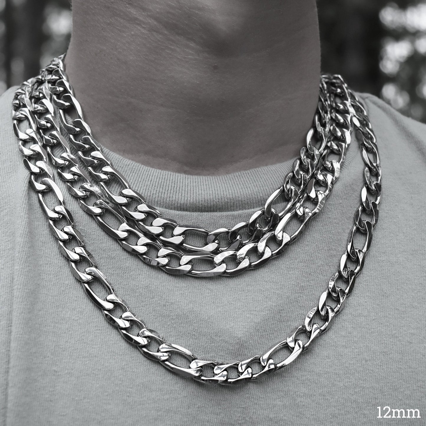 Stainless Steel Figaro Chain Necklace