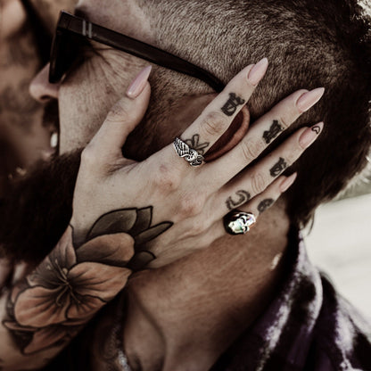 Stainless Steel Winged Wheel Women's Biker Ring