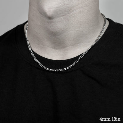 Stainless Steel Diamond Cut Curb Chain Necklace