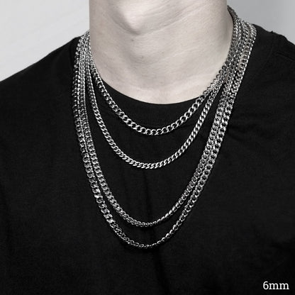 Stainless Steel Diamond Cut Curb Chain Necklace