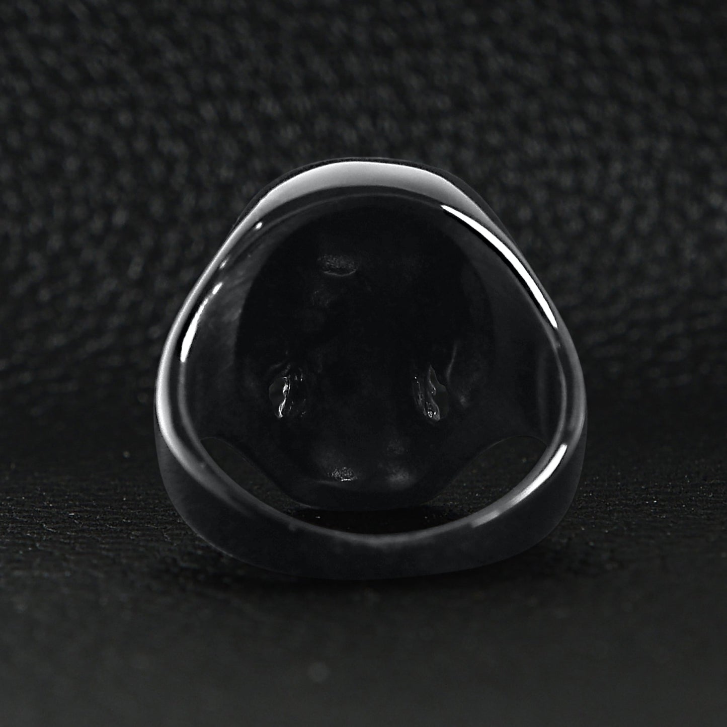 Stainless Steel Clear CZ Eyed Black Skull Ring