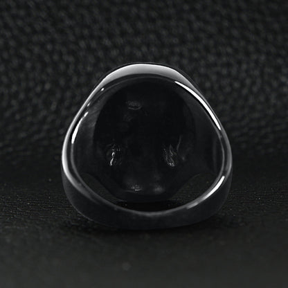Stainless Steel Clear CZ Eyed Black Skull Ring