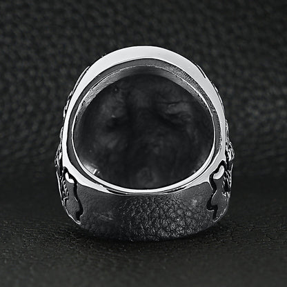Stainless Steel Skull With Skeleton Accents Ring