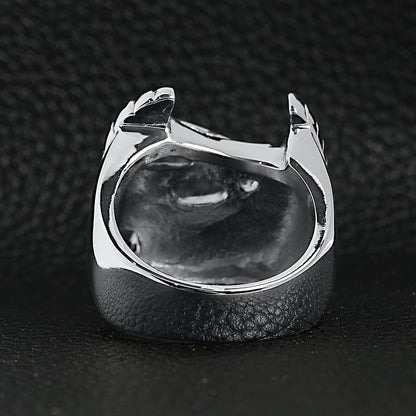 Stainless Steel 18K Gold Plated Live To Ride Eagle Biker Ring