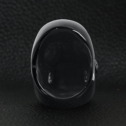 Stainless Steel Large Black Skull Ring