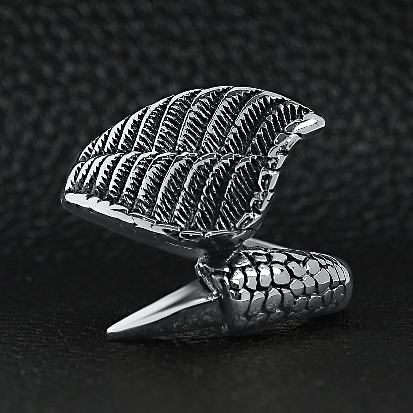 Stainless Steel Dragon Claw & Angel Wing Ring