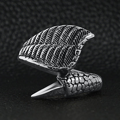 Stainless Steel Dragon Claw & Angel Wing Ring