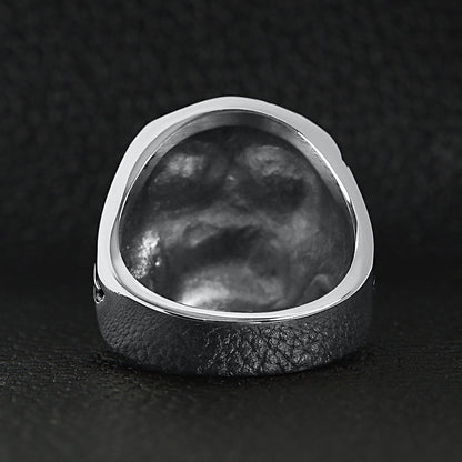 Stainless Steel Bullet Cigar Smoking Red CZ Eyed Skull Ring