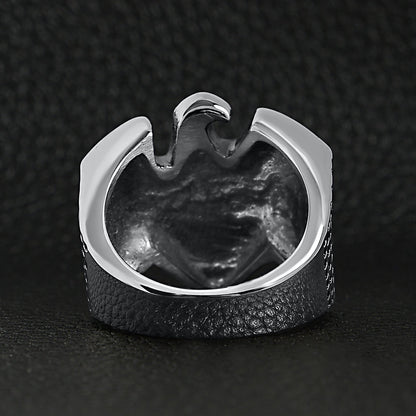 Stainless Steel "AMERICAN BIKER" With Eagle Unisex Ring