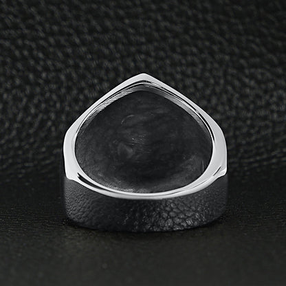 Stainless Steel Lucky "7" With Skull Accents Signet Ring