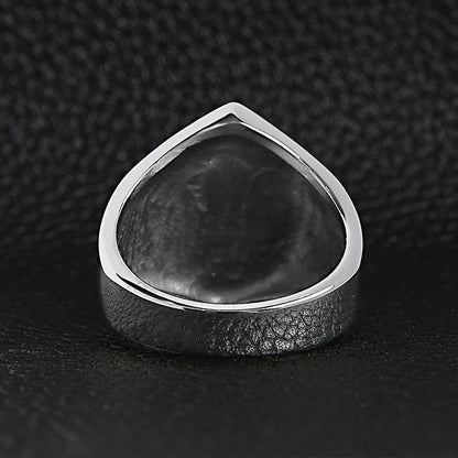 Stainless Steel "13" and Skulls Signet Unisex Ring