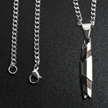 Stainless Steel And Black Hollow Chevron Tube Curb Chain Necklace