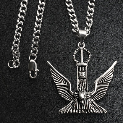Stainless Steel Large Eagle Curb Chain Necklace