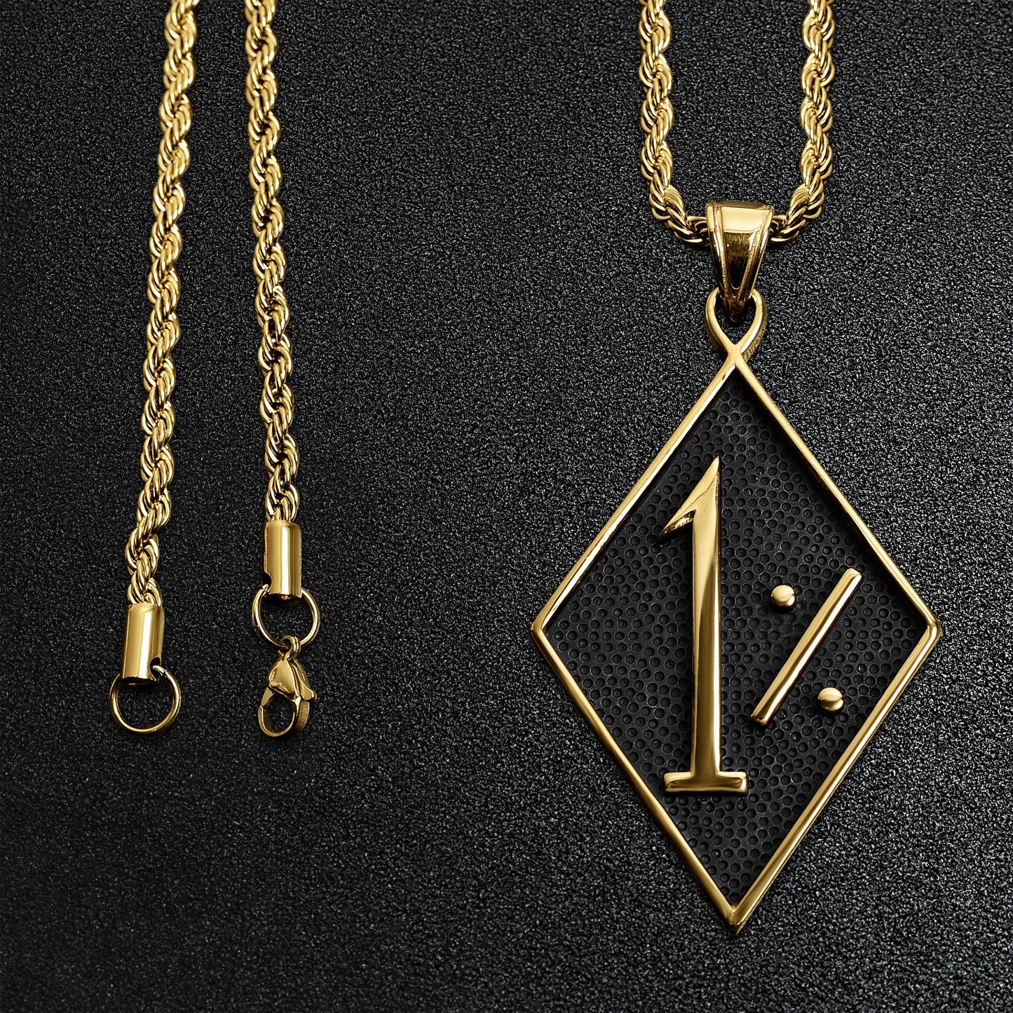 Stainless Steel 18K Gold PVD Coated Small 1% Biker Rope Chain Necklace