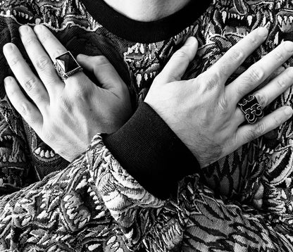 Stainless Steel Black Gothic "13" Dragon Claw Signet Ring