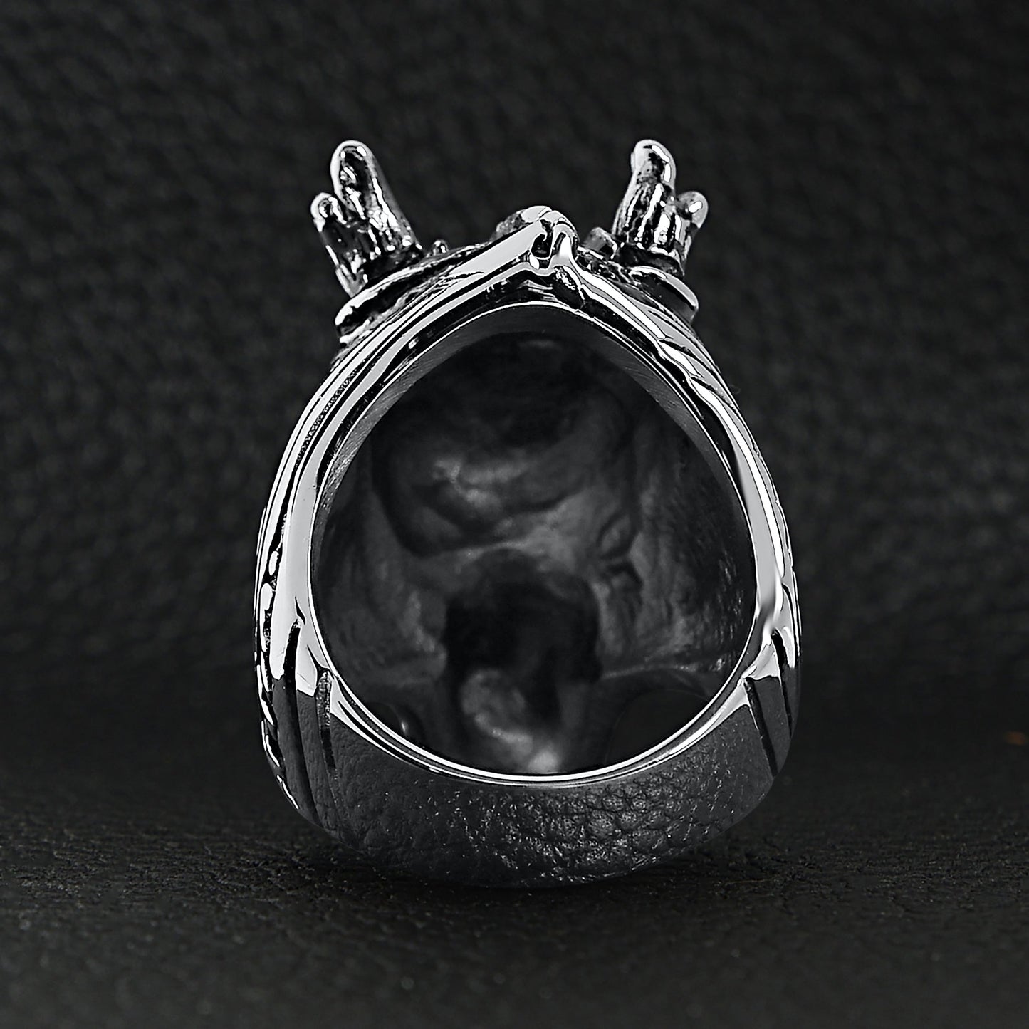 Stainless Steel Eastern Horned Dragon Head Ring