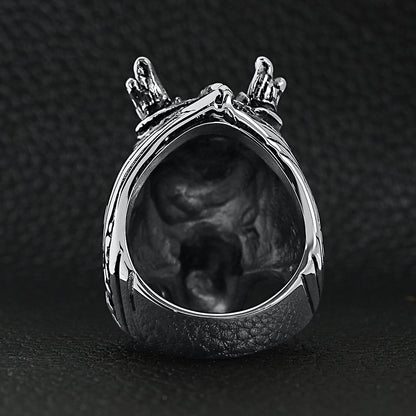 Stainless Steel Eastern Horned Dragon Head Ring