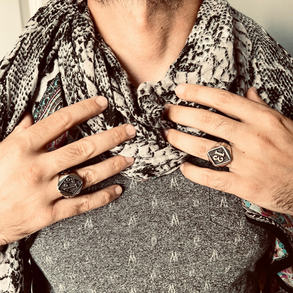 Stainless Steel "1%er" With Skull Accents Signet Ring