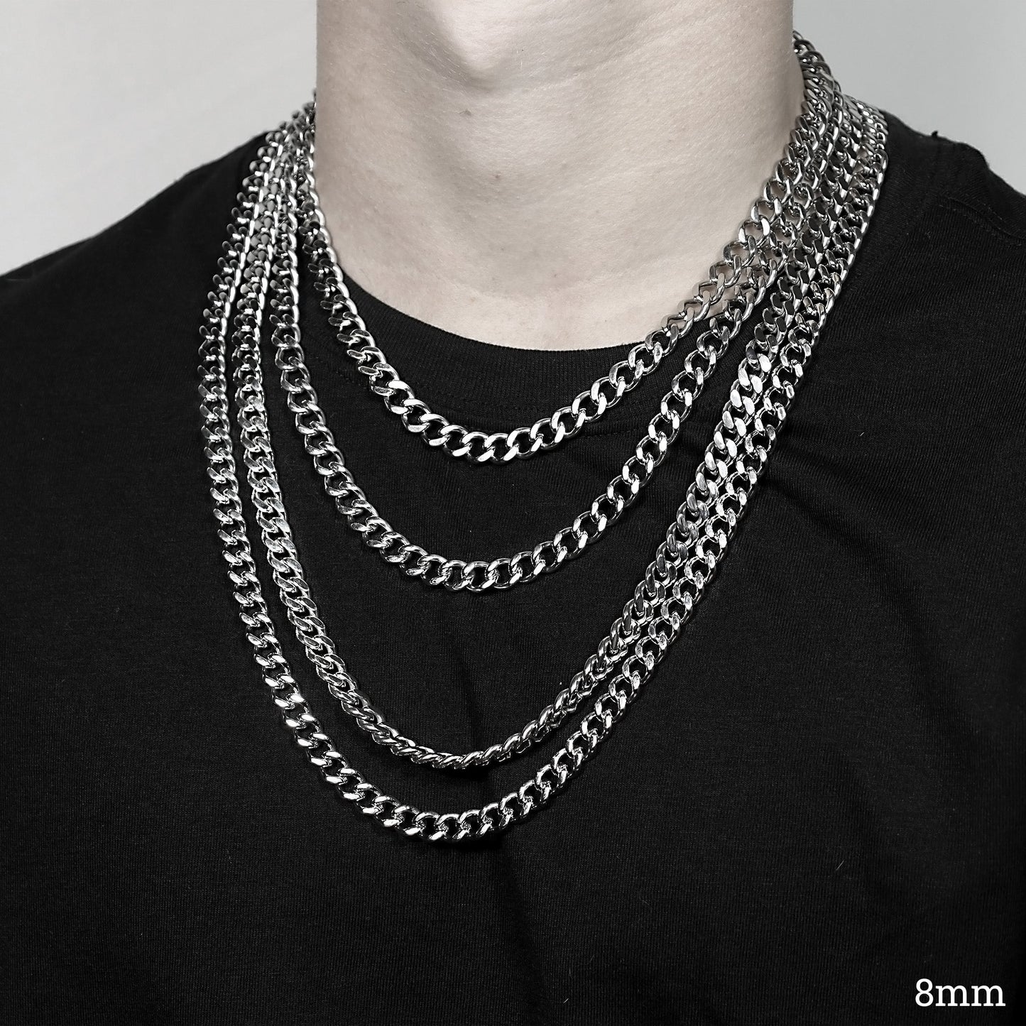 Stainless Steel Diamond Cut Curb Chain Necklace