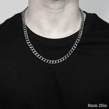 Stainless Steel Diamond Cut Curb Chain Necklace