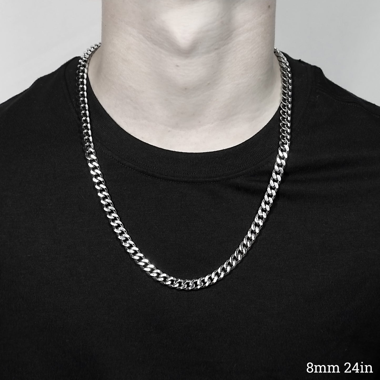 Stainless Steel Diamond Cut Curb Chain Necklace