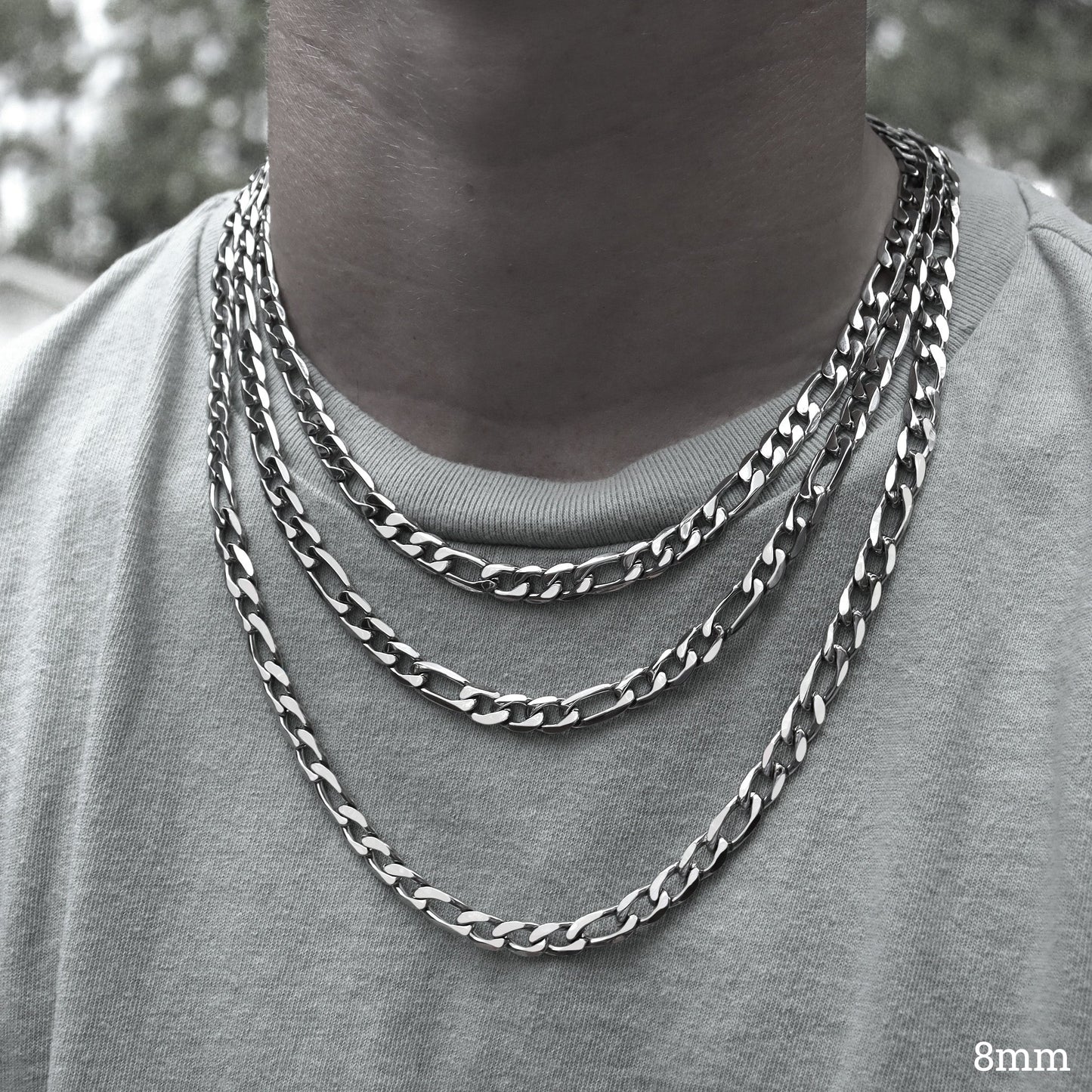 Stainless Steel Figaro Chain Necklace
