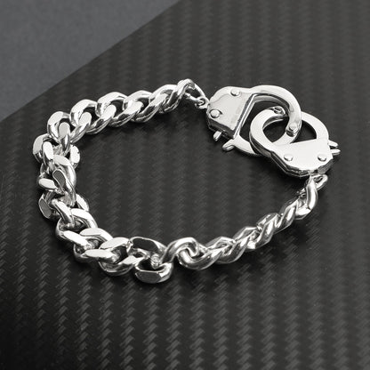Stainless Steel Or Black Handcuff Bracelet