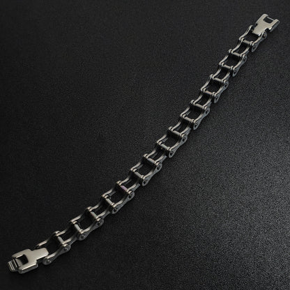 Stainless Steel Black Bike Chain Bracelet
