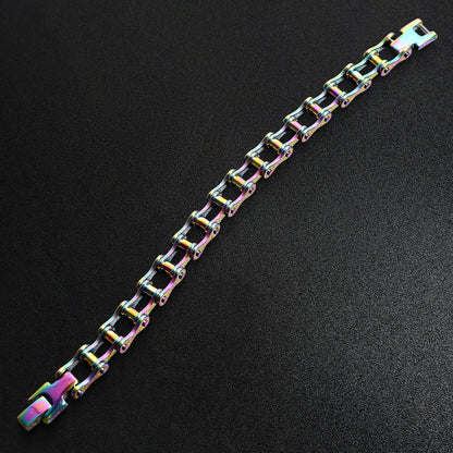 Stainless Steel Rainbow Bike Chain Bracelet
