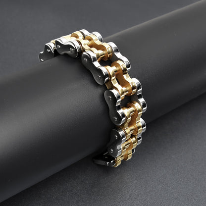 18K Gold PVD Coated Stainless Steel Bike Chain Bracelet