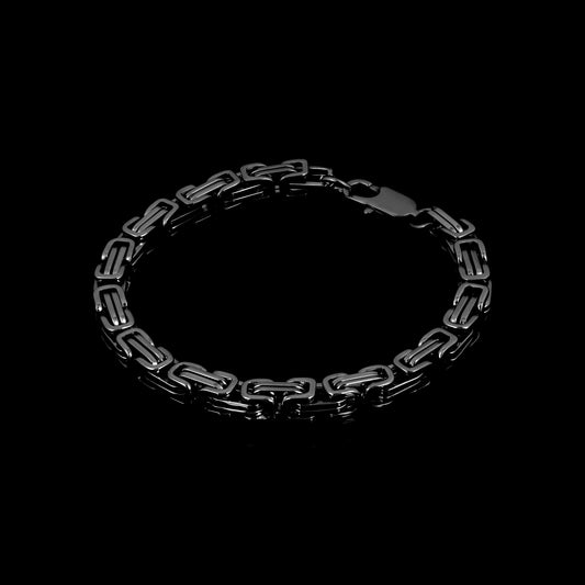 Stainless Steel Black Byzantine Chain Bracelet