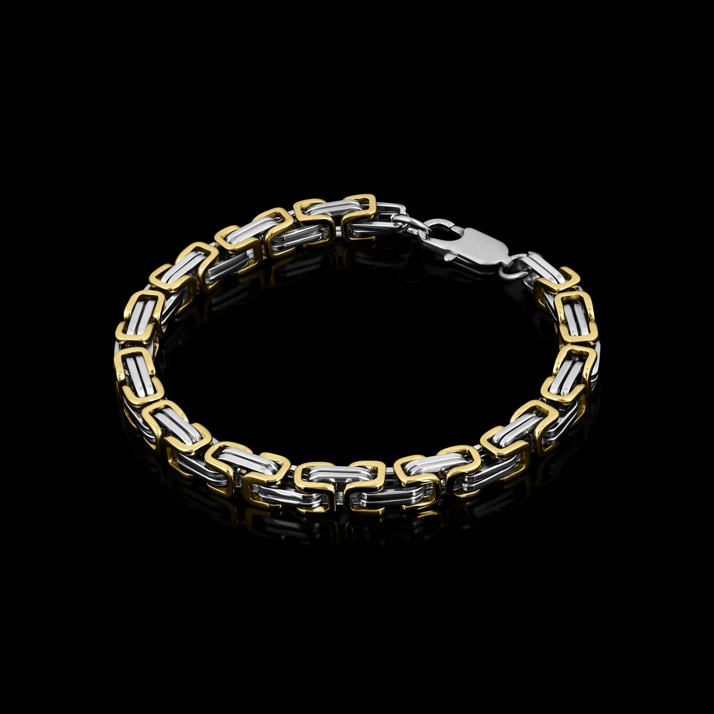 Stainless Steel And 18K Gold PVD Coated Byzantine Chain Bracelet
