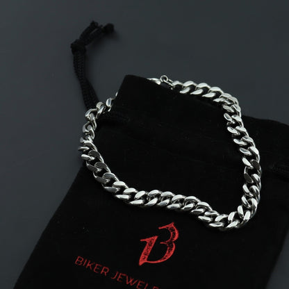 Stainless Steel Diamond Cut Curb Chain Bracelet