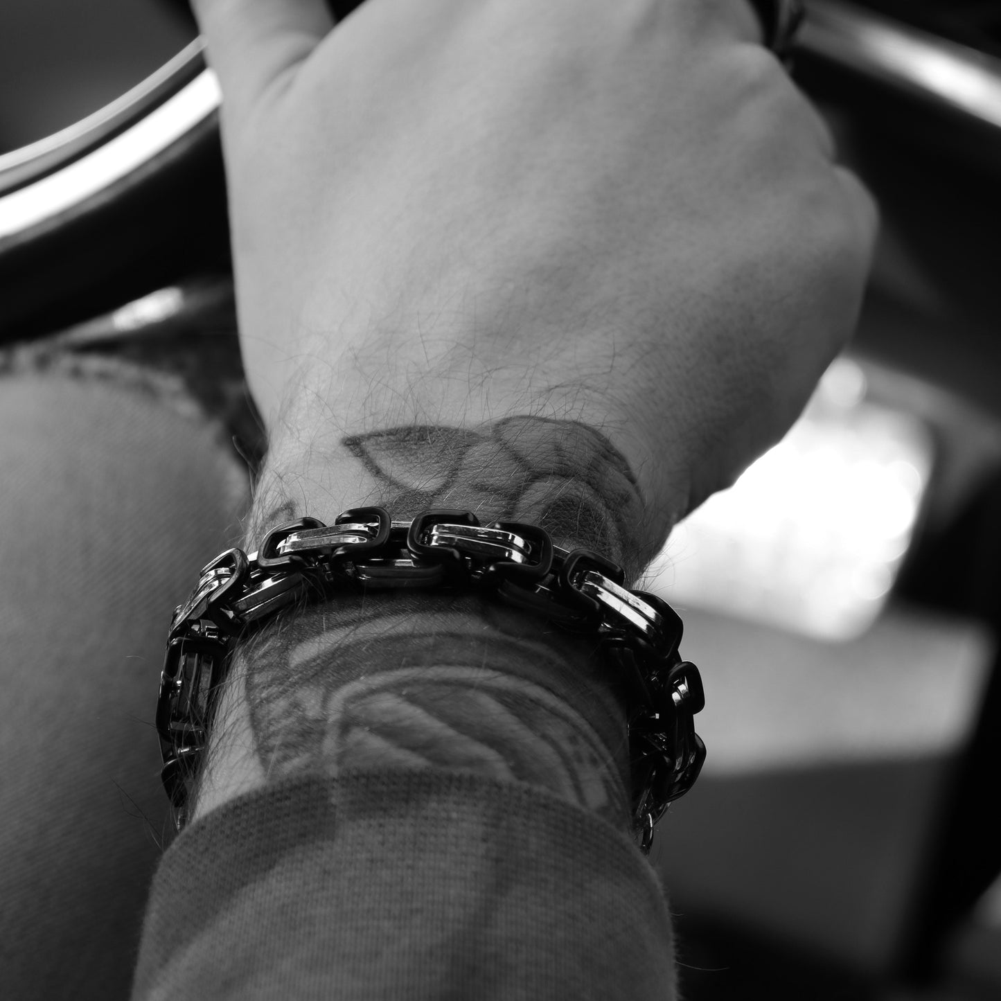 Stainless Steel Black and 18K Gold PVD Coated Byzantine Chain Bracelet