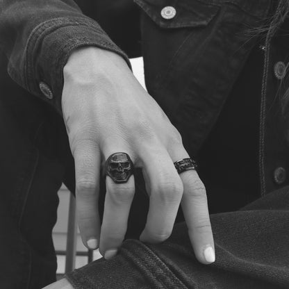 Stainless Steel Black Skull Ring