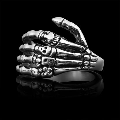 Stainless Steel Skeleton Hand Ring