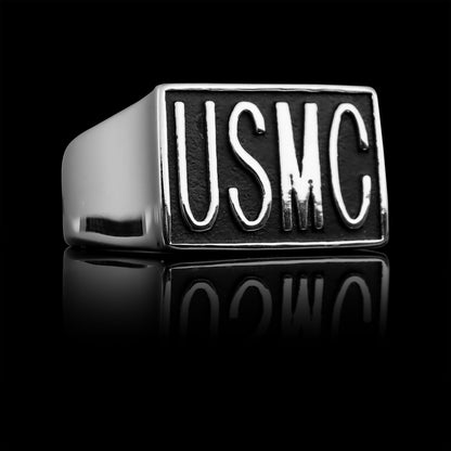Stainless Steel "USMC" Women's Signet Ring