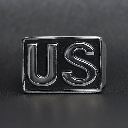 Stainless Steel United States "US" Insignia Signet Ring