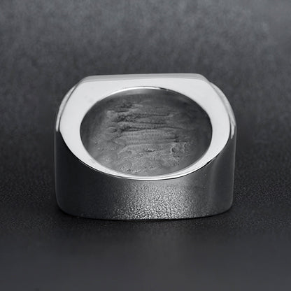 Stainless Steel CZ Stone American Eagle Military Ring