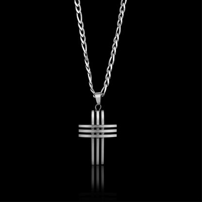 Stainless Steel Triple Cross Trinity Necklace