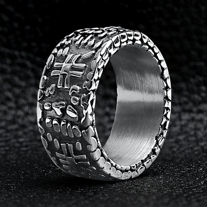 Stainless Steel Stone Wall Cross Ring