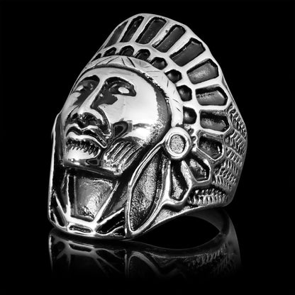Stainless Steel Native American Chief Ring