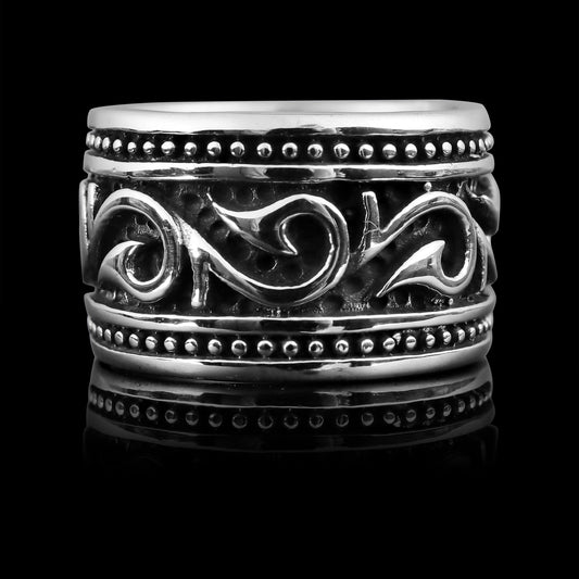 Stainless Steel Detailed Tribal Ring