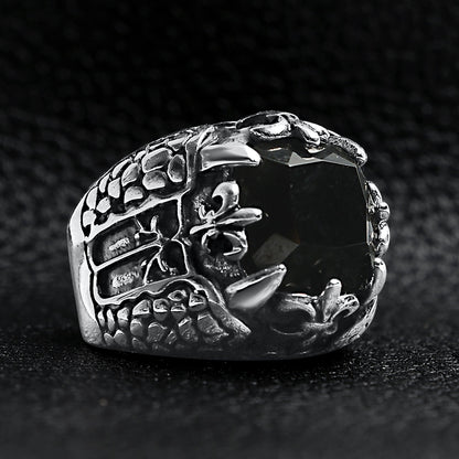 Fleur De Lis Black Stone Ring
