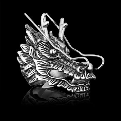 Stainless Steel Eastern Dragon Head Ring