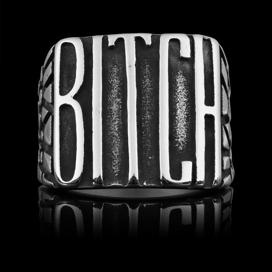 Stainless Steel "BITCH" Signet Unisex Ring