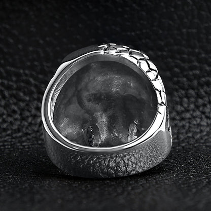 Stainless Steel Detailed Cracked Skull Ring